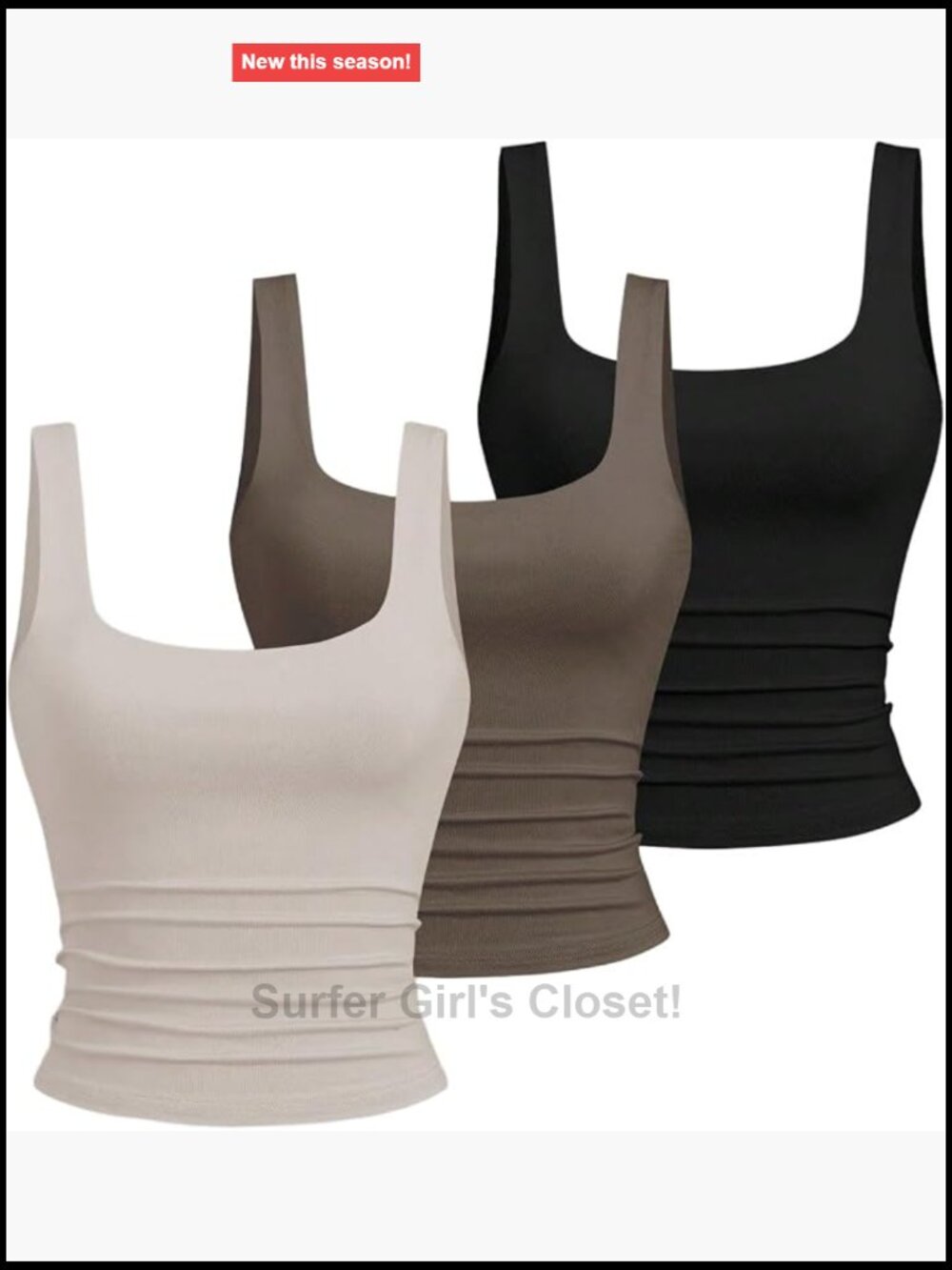 Women's 3 Pack Square Neck Sleeveless Basic Tank Tops Cotton Blend